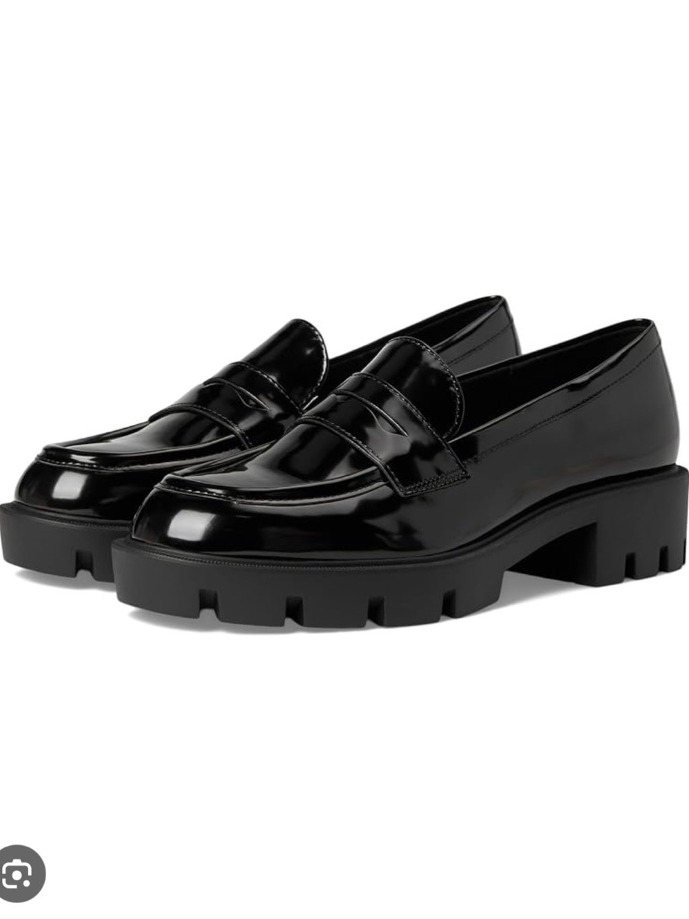 Black Patent Chunky Loafers - Women